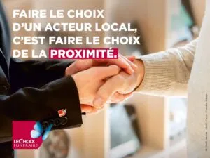 Poignée de main symbolisant la proximité et le soutien des pompes funèbres locales
